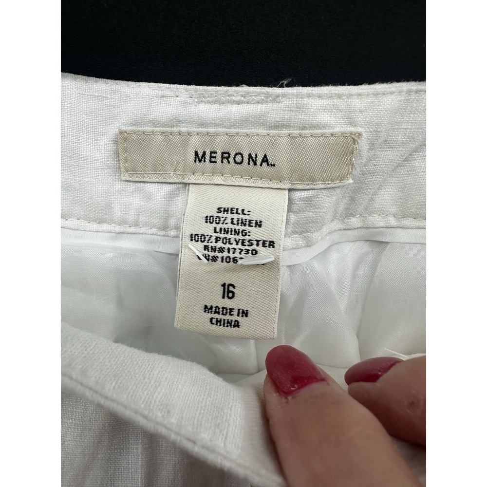 Merona Dress Pants 100% Linen Straight Leg Lined Womens 16 White JJ25 - Picture 4 of 8